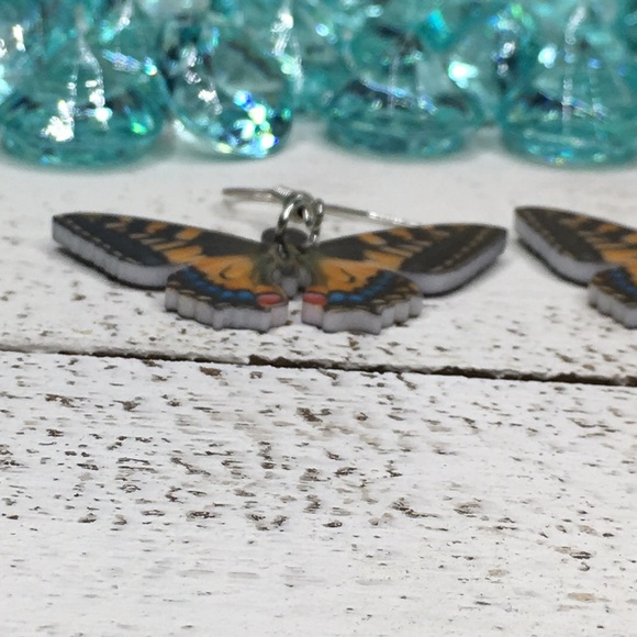 Tiger Swallowtail Acrylic Butterfly Earrings - Picture 4 of 7